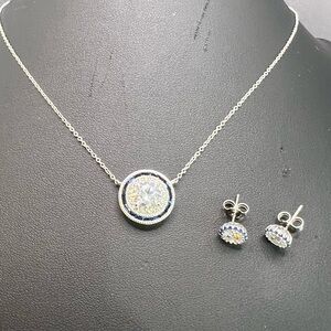 Elegant Silver and Blue Necklace and Earring Set